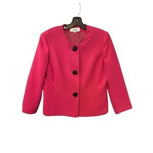 LE SUIT. Deep Pink Lined Long Sleeve Jacket. Size 10 Workwear. Formal Business